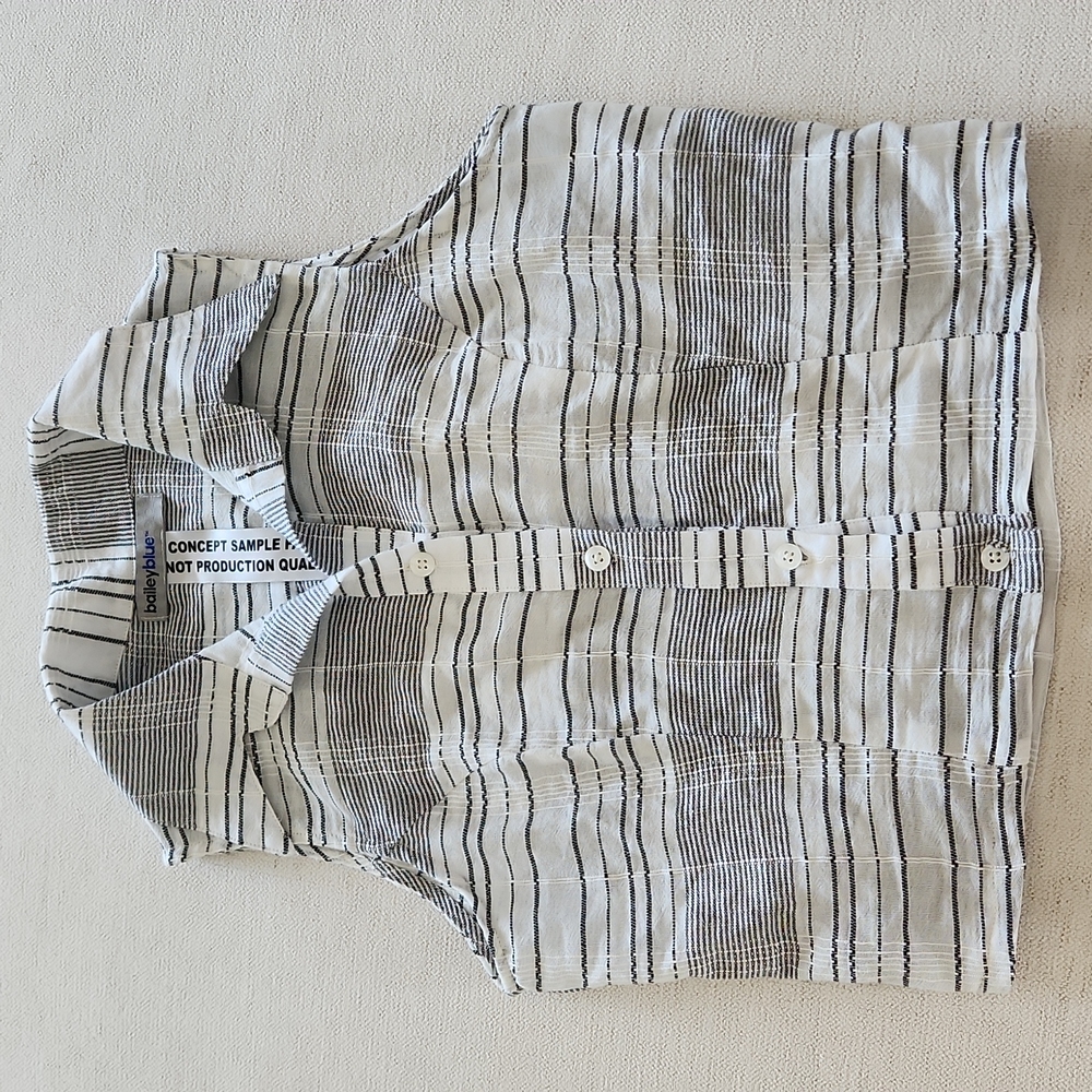 Bailey Blue Crop Button Up Striped Top Size X Small